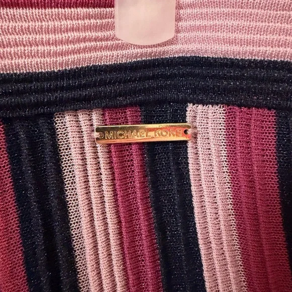 Michael Michael Kors Ribbed Knit Midi Skirt – Pink Stripe | Size L - Picture 3 of 7